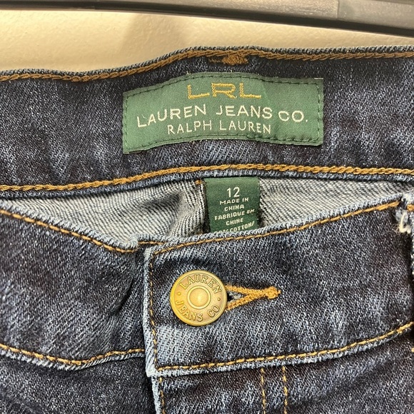 Lauren Ralph Lauren Dark Blue Denim Classic 5 Pocket Jeans Straight Ankle sz 12 - Picture 4 of 11